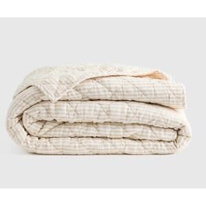 Quince European Linen Stripe Quilt King/Cal King Terracotta/White Stripe #K12